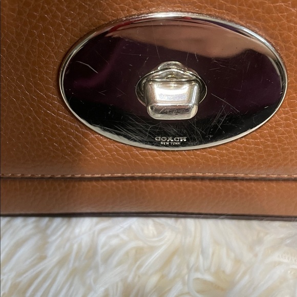 Coach Brown Pebble Leather Crosstown Crossbody Saddle Bag Elegant Chain Link - Picture 7 of 9